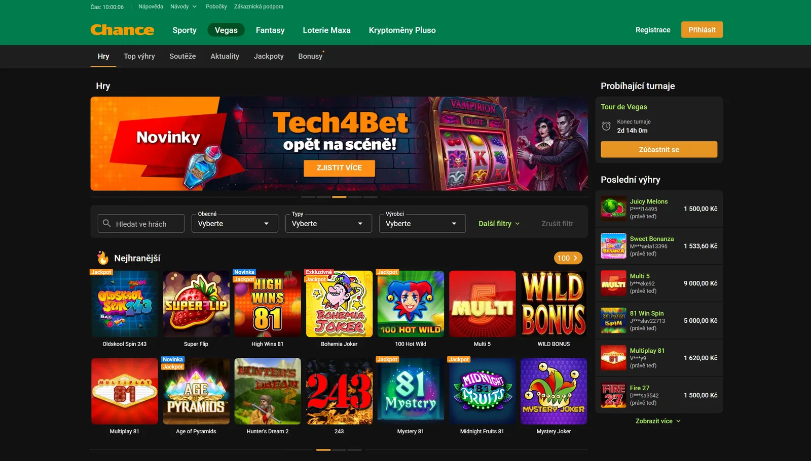 Katalog automatů a her Chance Vegas
