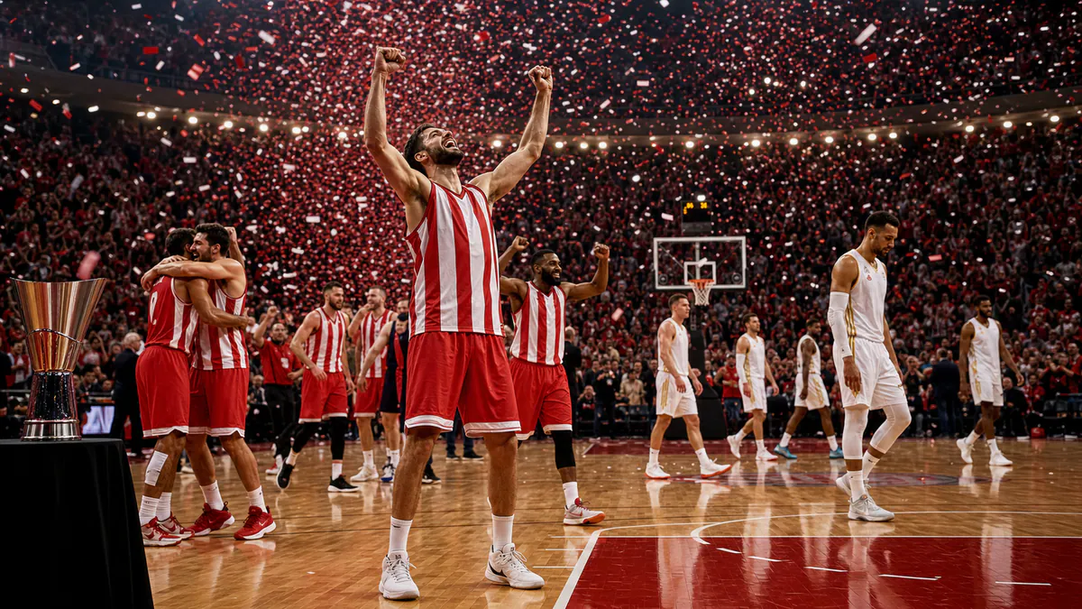 Olympiacos mistrem EuroLeague 2026 po výhře 92:85 nad Realem Madrid v Aténách