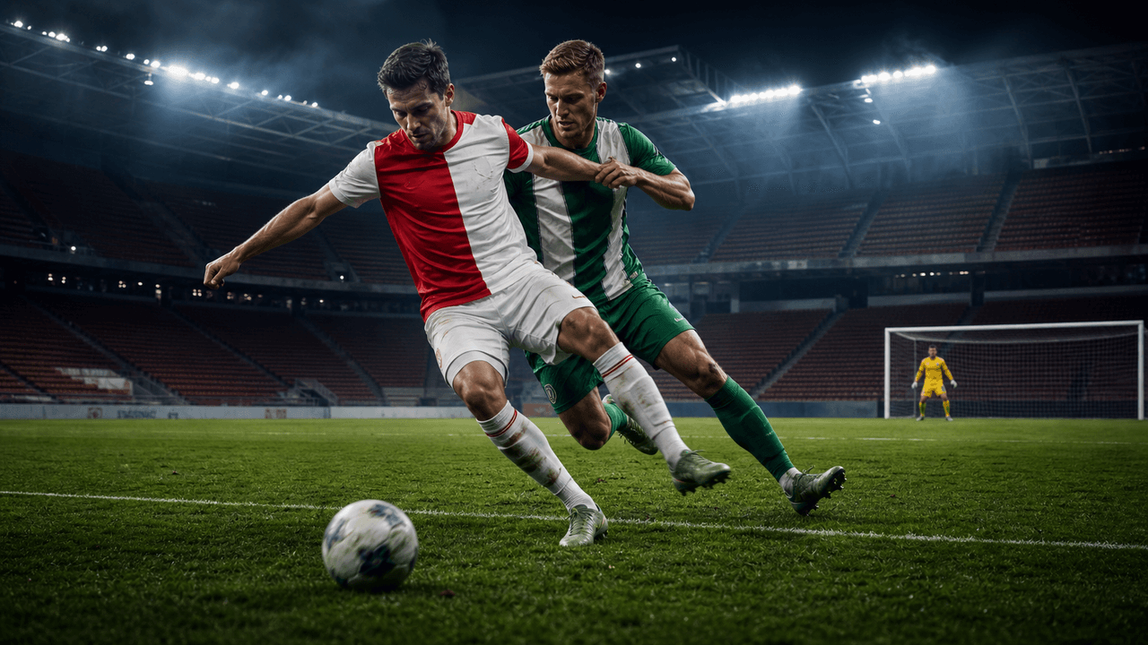 Fotbalový zápas Slavia - Jablonec v prázdném Edenu pod světly stadionu