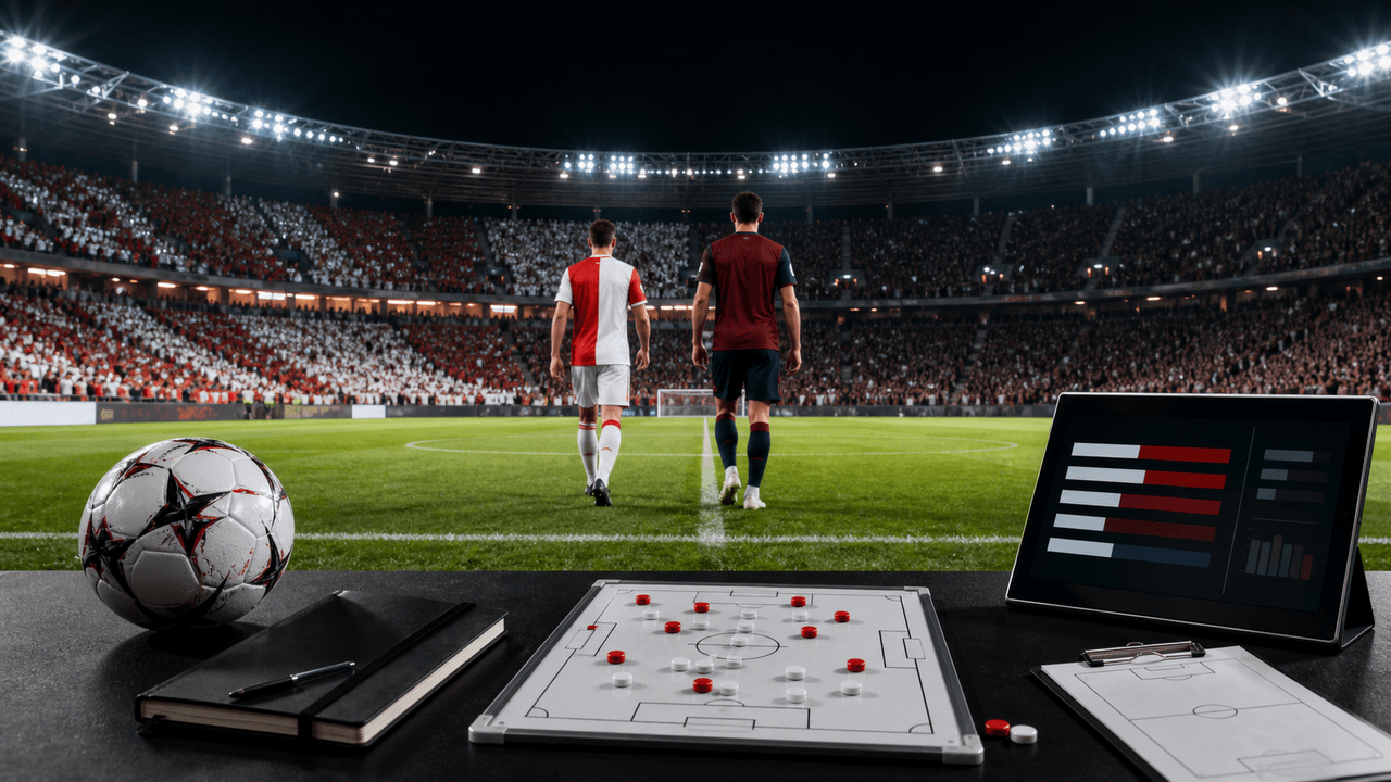 Analytický pohled na derby Slavia - Sparta s taktickou tabulí a večerním stadionem