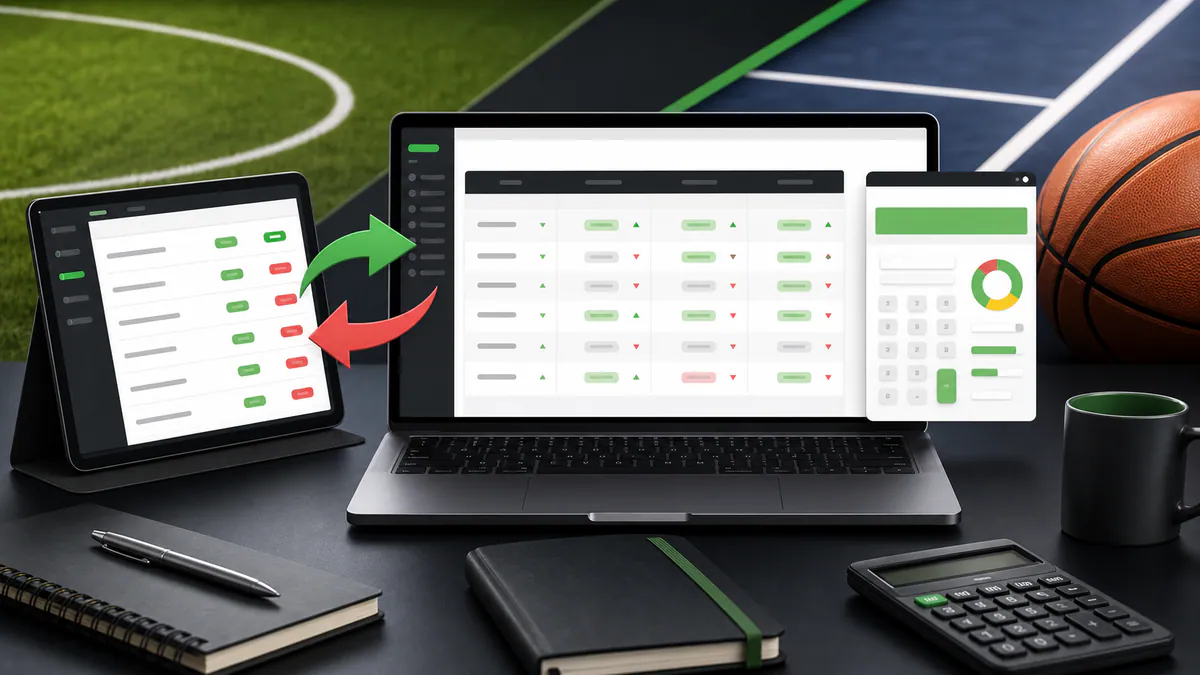 Surebet sázky, srovnání kurzů, arbitrážní kalkulačka a sportovní trhy na obrazovkách