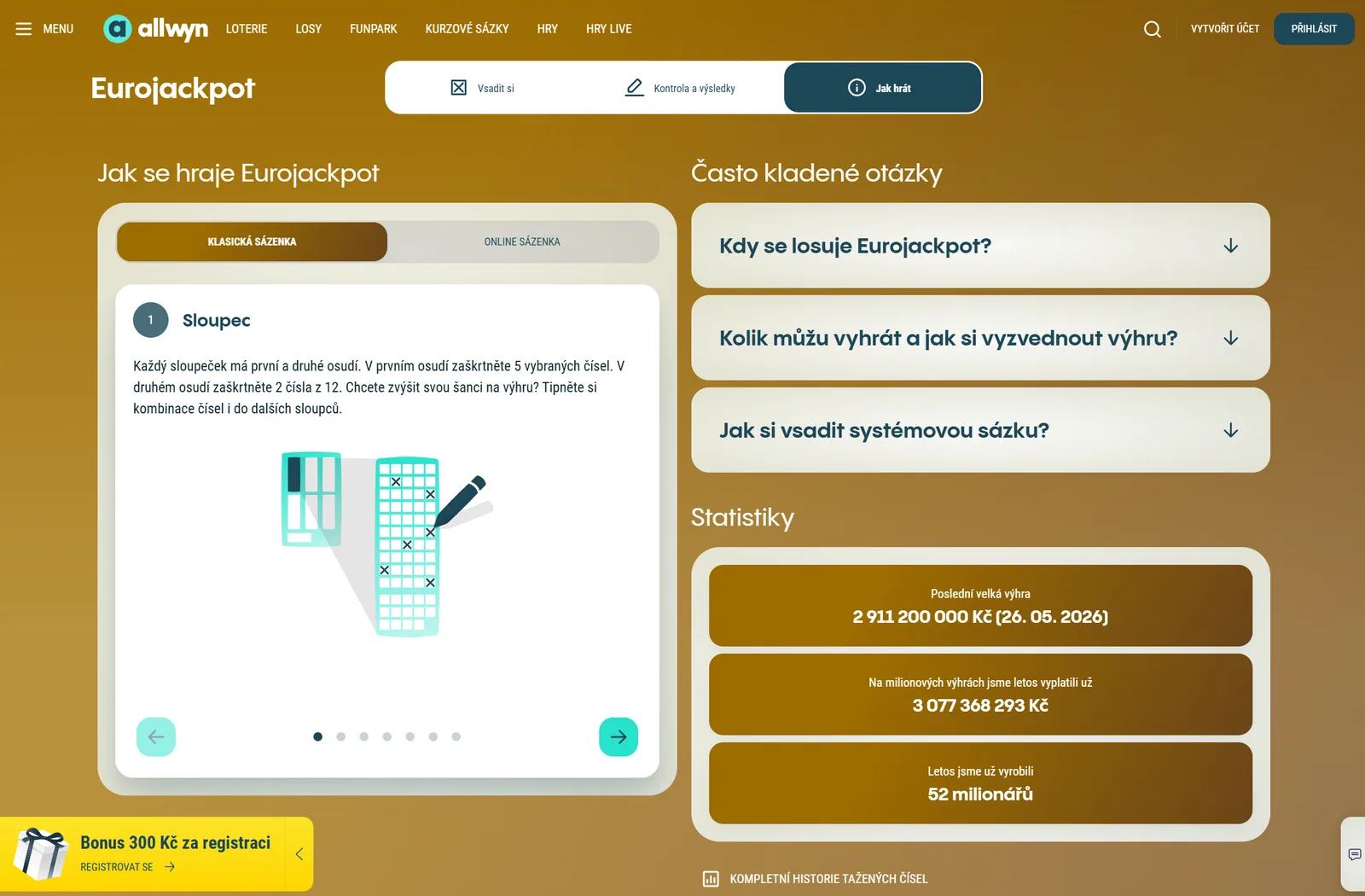 Oficiální návod jak hrát Eurojackpot a sekce častých otázek