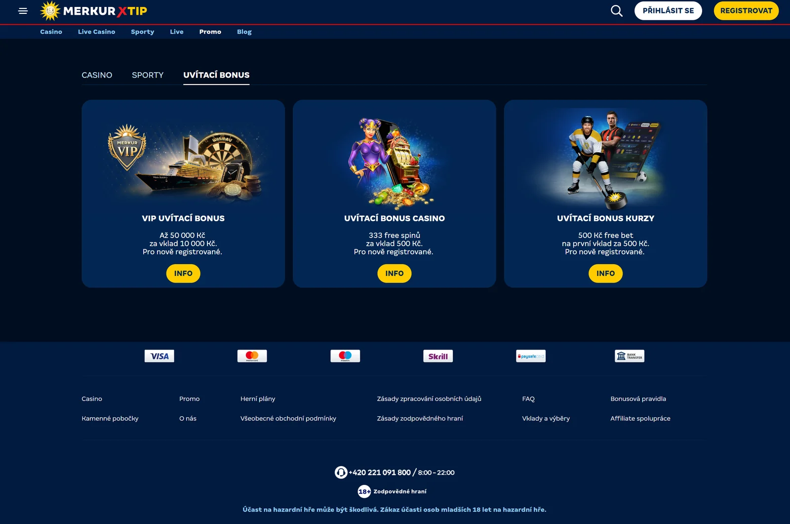 Uvítací bonusy Merkur Xtip pro casino, kurzové sázení a VIP hráče