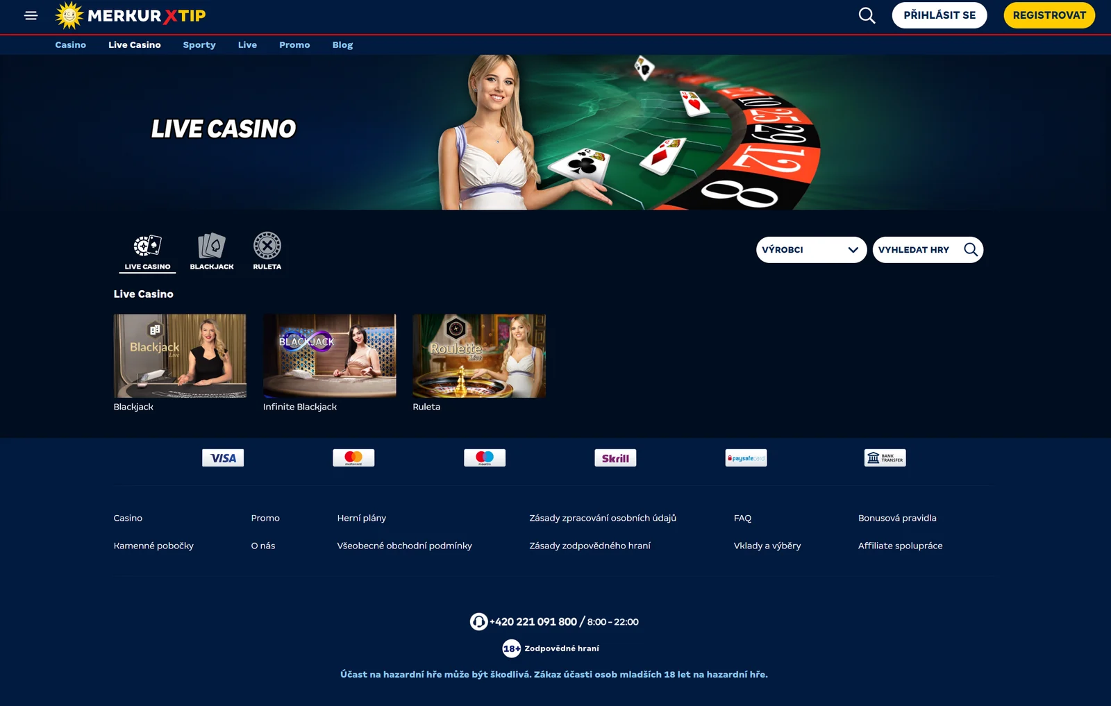 Merkur Xtip Live Casino s blackjackem a ruletou