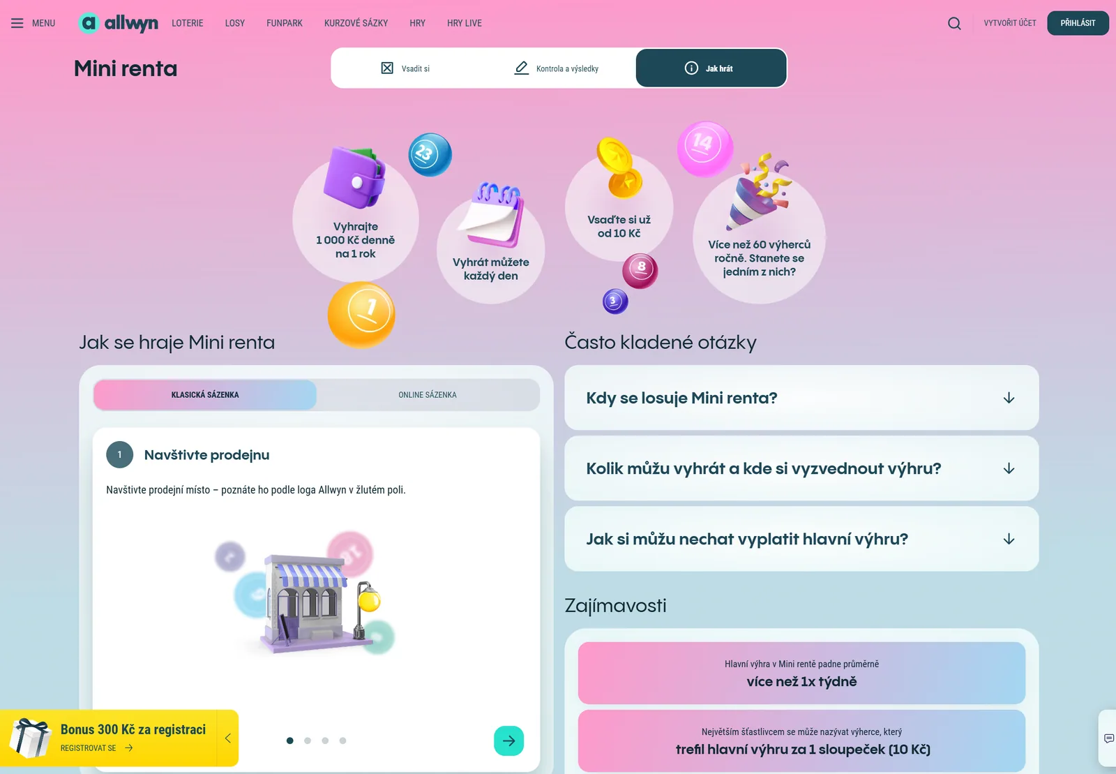 Oficiální návod jak hrát Mini Rentu a vybrat sedm čísel z 24