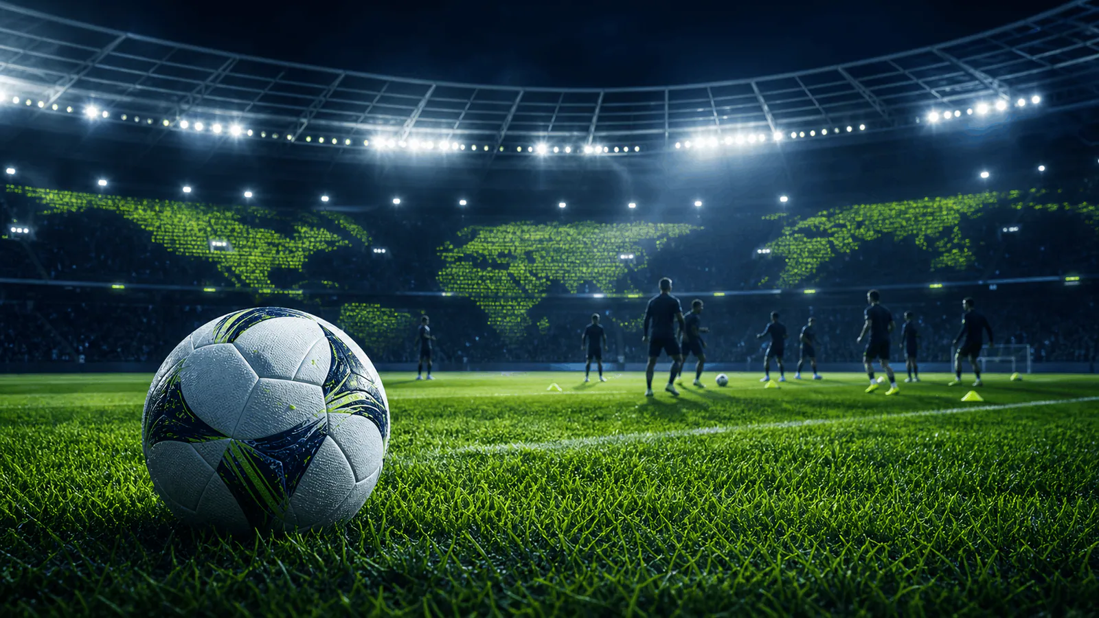Fotbalový stadion a míč pro MS ve fotbale 2026