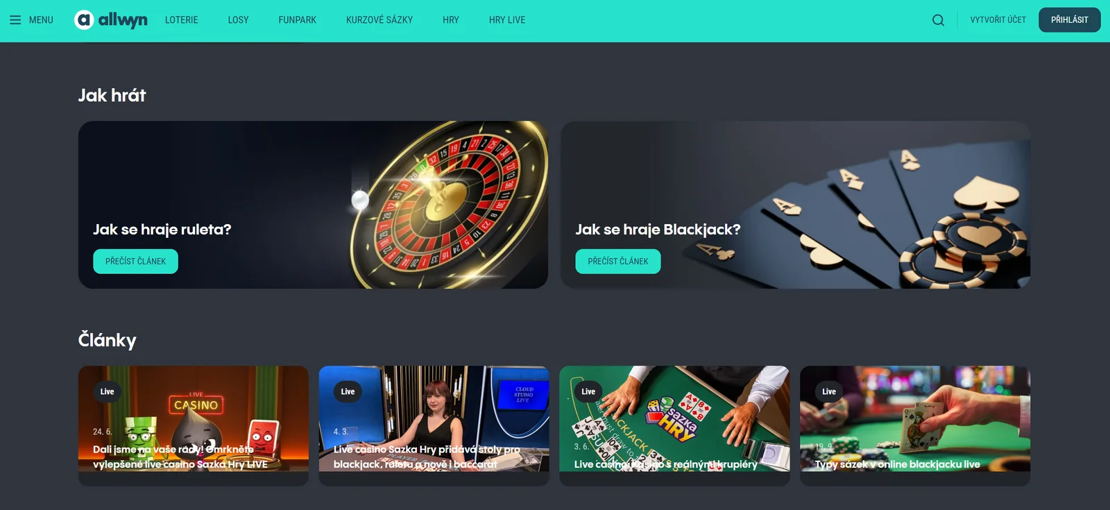 Oficiální návody pro ruletu a blackjack v sekci Sazka Hry LIVE