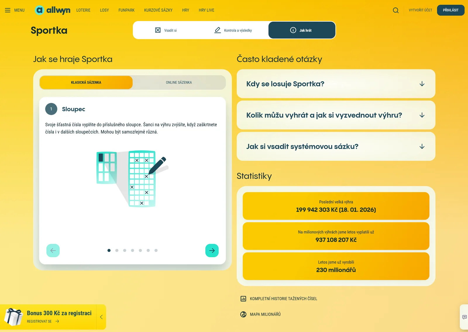 Oficiální návod jak hrát Sportku a statistiky výher