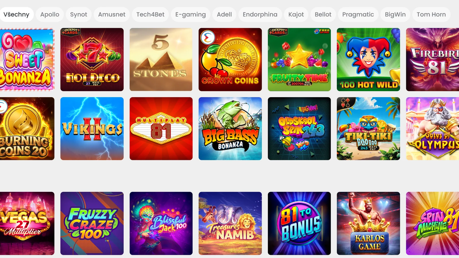 Výběr automatů v lobby Star Casino